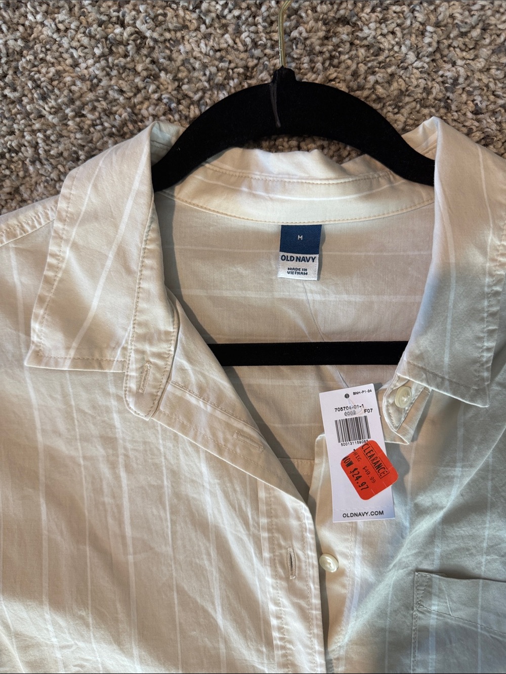 Old Navy Beige Striped Button-Up Shirt Dress - Picture 4 of 8